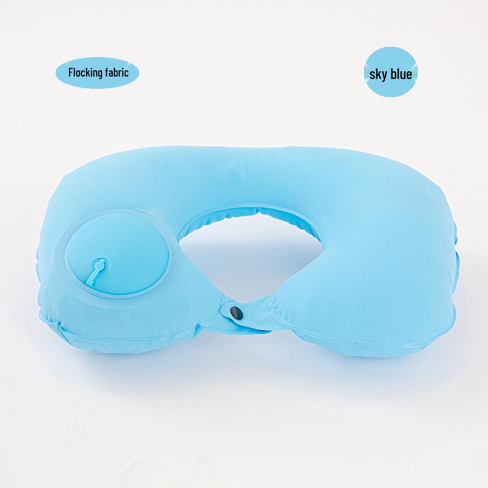 Inflatable U-Shape Travel Neck Pillow - Portable Airplane, Train, Car Support Pillow