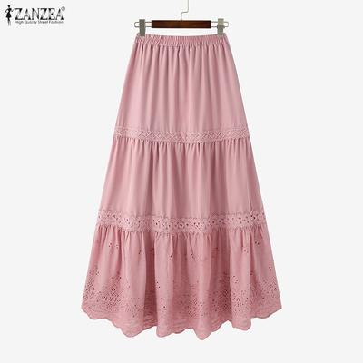 Frauen Casual elastische Taille lose Sommer lange Röcke