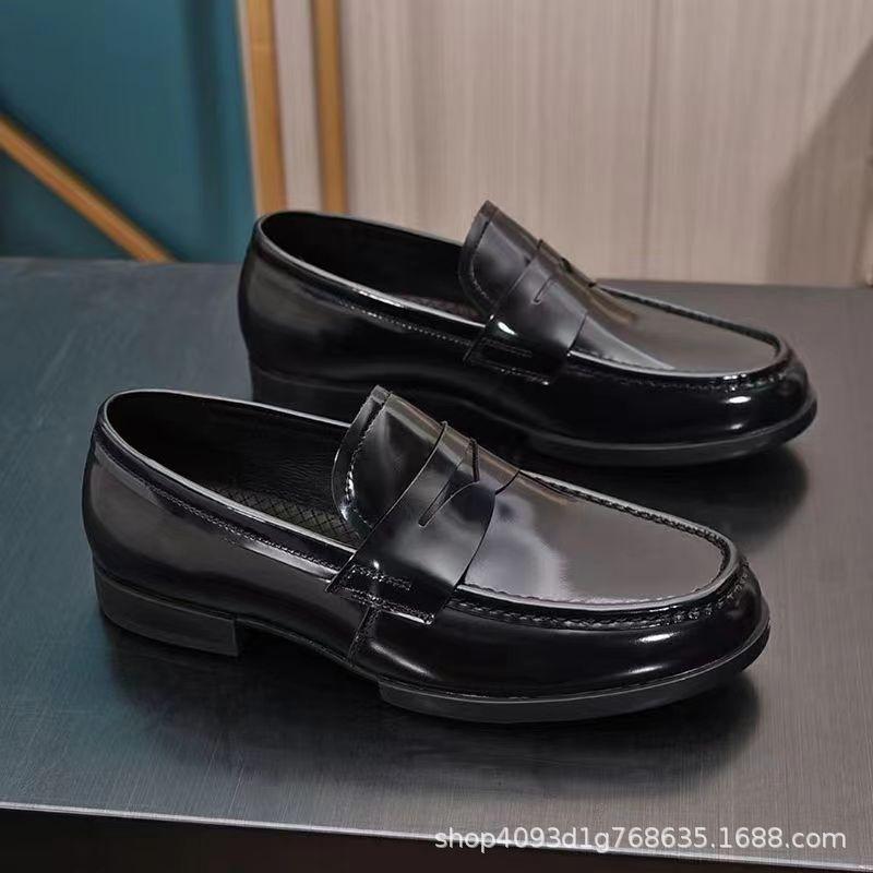 Open-edged beads, one-pedal breathable driving, spring beanie shoes, men's genuine leather, business British casual loafers, small leather shoes