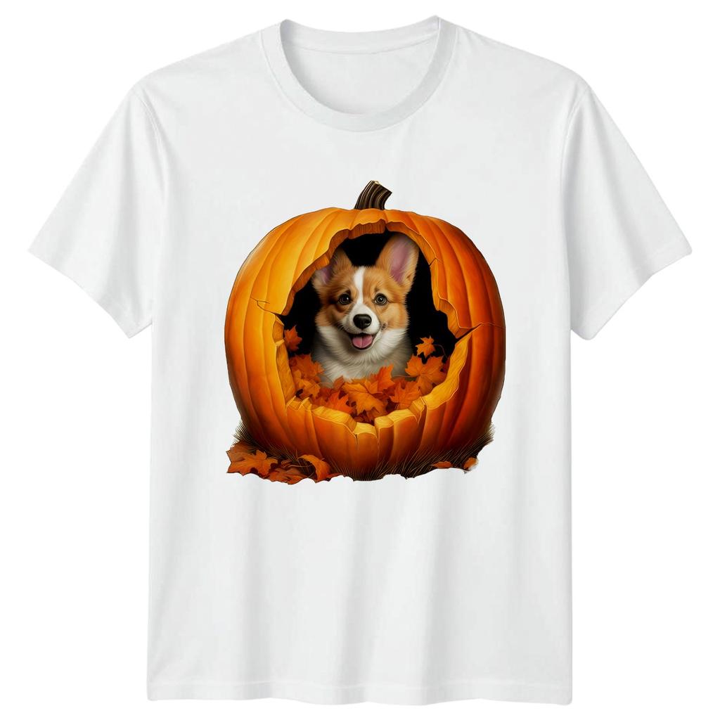 Corgi Dog In Pumpkin Leaves TShirt Corgi Dogs Halloween Gift For Him And Her