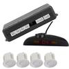 Car English Voice Broadcast Reverse Backup Parking Detector System with 4 Radar Sensor White