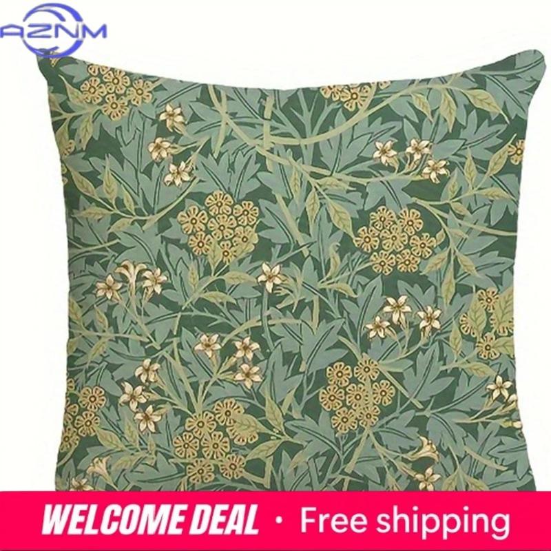 Hemrum Dekorativ Kuddfodral Retro Växt Blommönster Tryckt Kuddfodral Vardagsrum Soffa Stol Kuddfodral