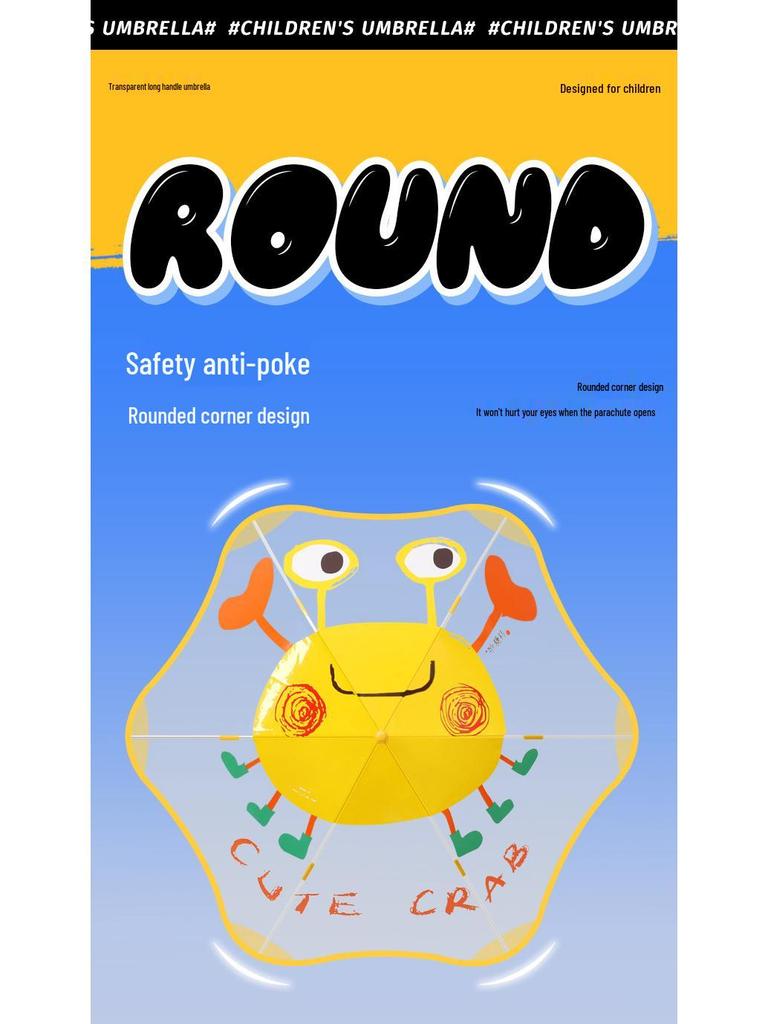 Kids' Safe Transparent Cartoon Umbrella: Automatic, Round-Corner Design for Kindergarten Boys & Girls