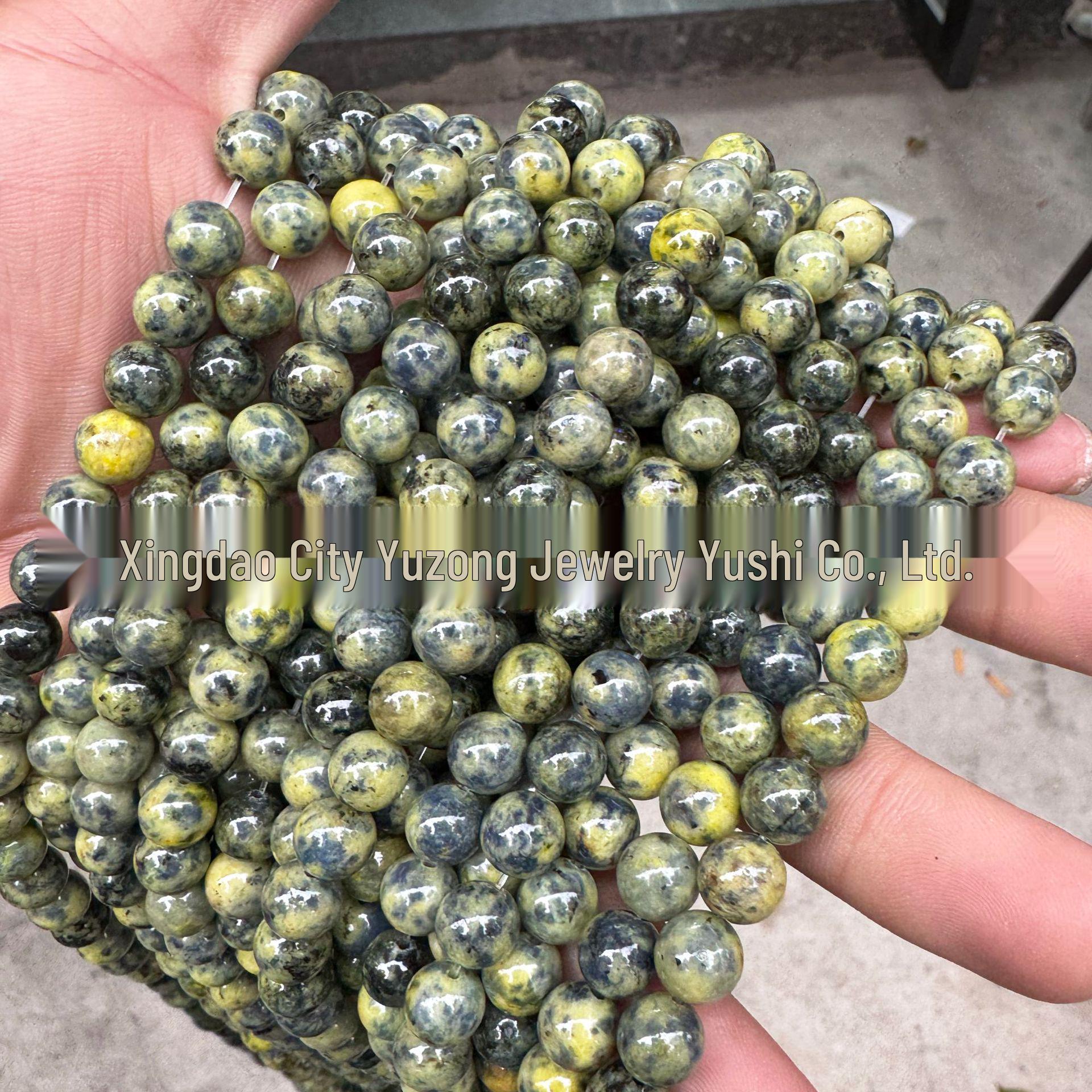 Natural Grass Yellow Turquoise Round Beads: Hemp Stone Loose Beads for DIY Bracelets 4mm (Approx. 88 beads)