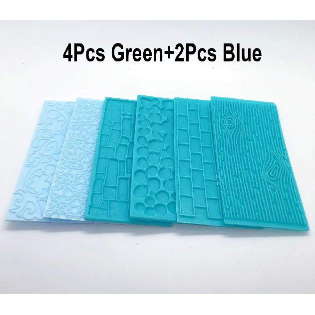 6 Pack Fondant Impression Mat Set Cake Decor Mold Set-Embossed Tree Bark/Flower/Cobblestone Texture Design Sugarcraft Decor Tool for Chocolate