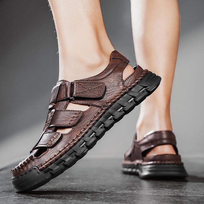 Fashion New Fashion Summer Leisure Men Beach Sandals Shoes Quality Leather Sneakers Sandals Outdoor Soft Comfort Men Sandals Size 38-46