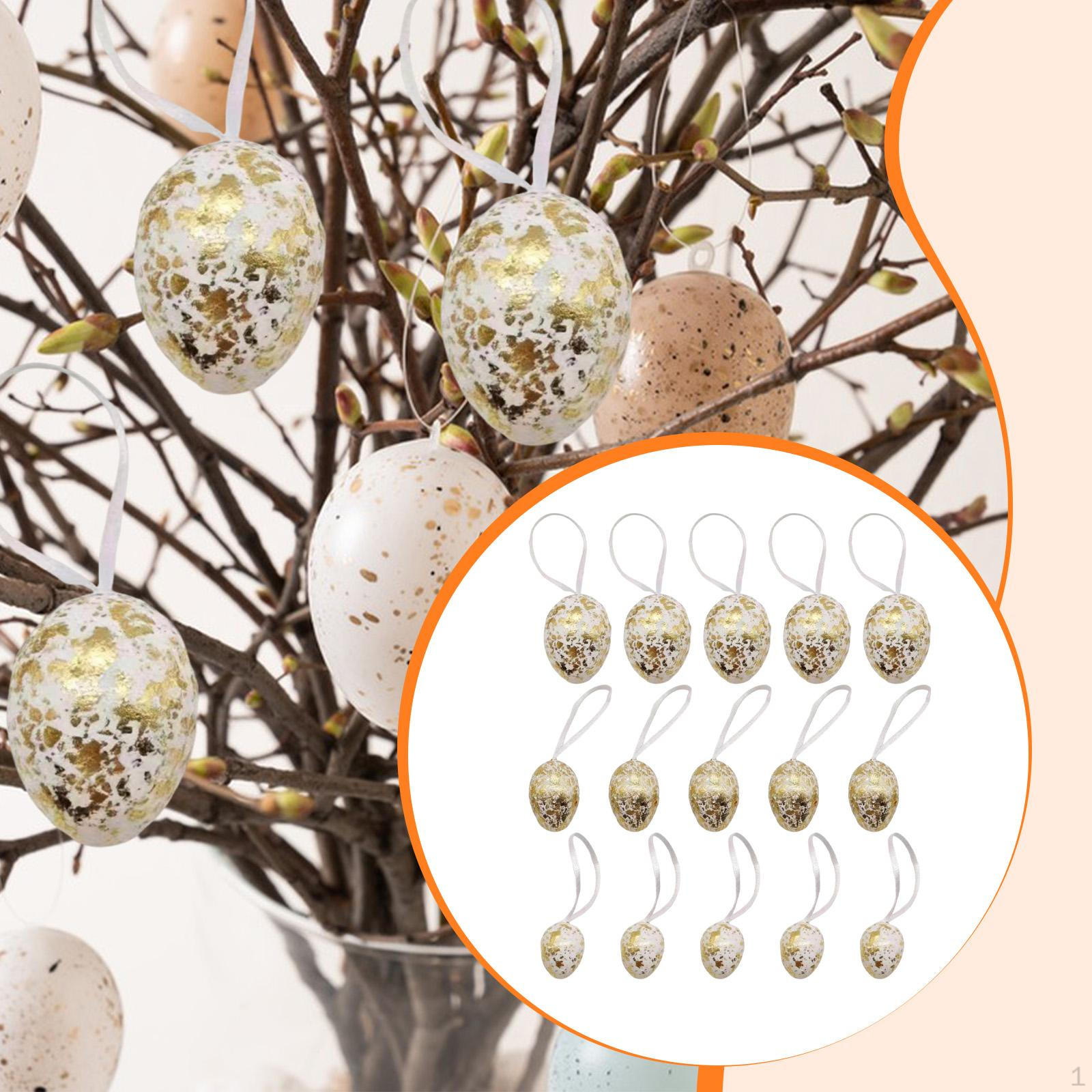 

15x Gold Easter Egg Hanging Ornaments Tree Decorations Multifunctional for Window Party