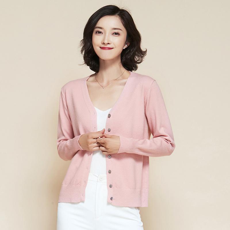 

Женские топы осень-зима блузка трикотаж трикотаж пальто свитер кардиган для женщин уличная корейская одежда L розовый