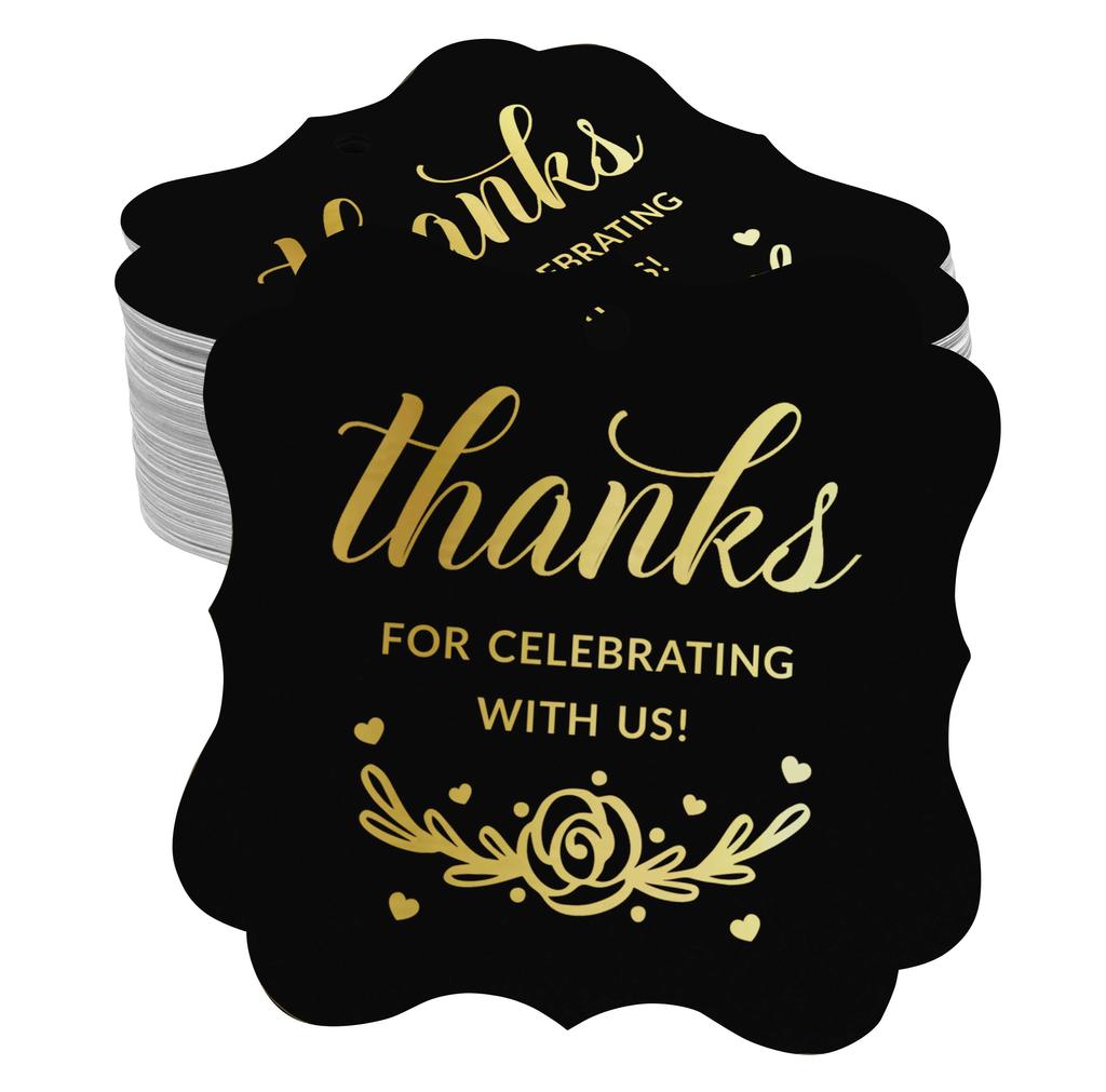 Inkdotpot Real Gold Foil Thanks For Celebrating With Us Bridal Shower-Baby Shower-Retirement-Wedding-Birthday Tags