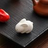 Small Rabbit Tea Pet Ornament White Porcelain Cute Mini Tea Spoon Holder Tea Set Accessory