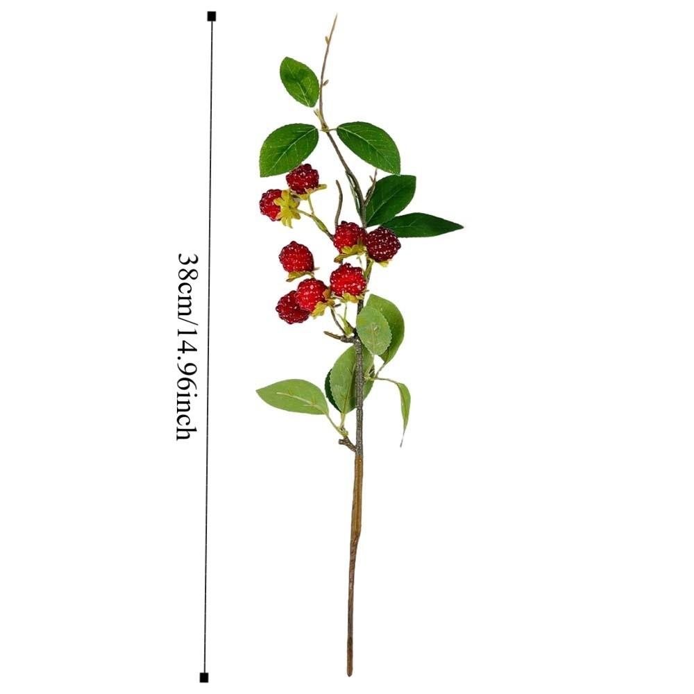 Green Leaves Artificial Raspberry Branch Faux Red Raspberry Plastic Mulberry Fruit Plants Luxury Elegant Fake Plants Gift