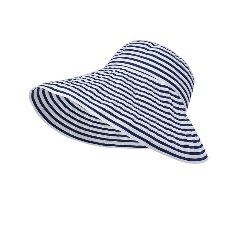 Summer Striped Wide Brim Fisherman Hat With Sun Protection For Women Outdoor Fashion