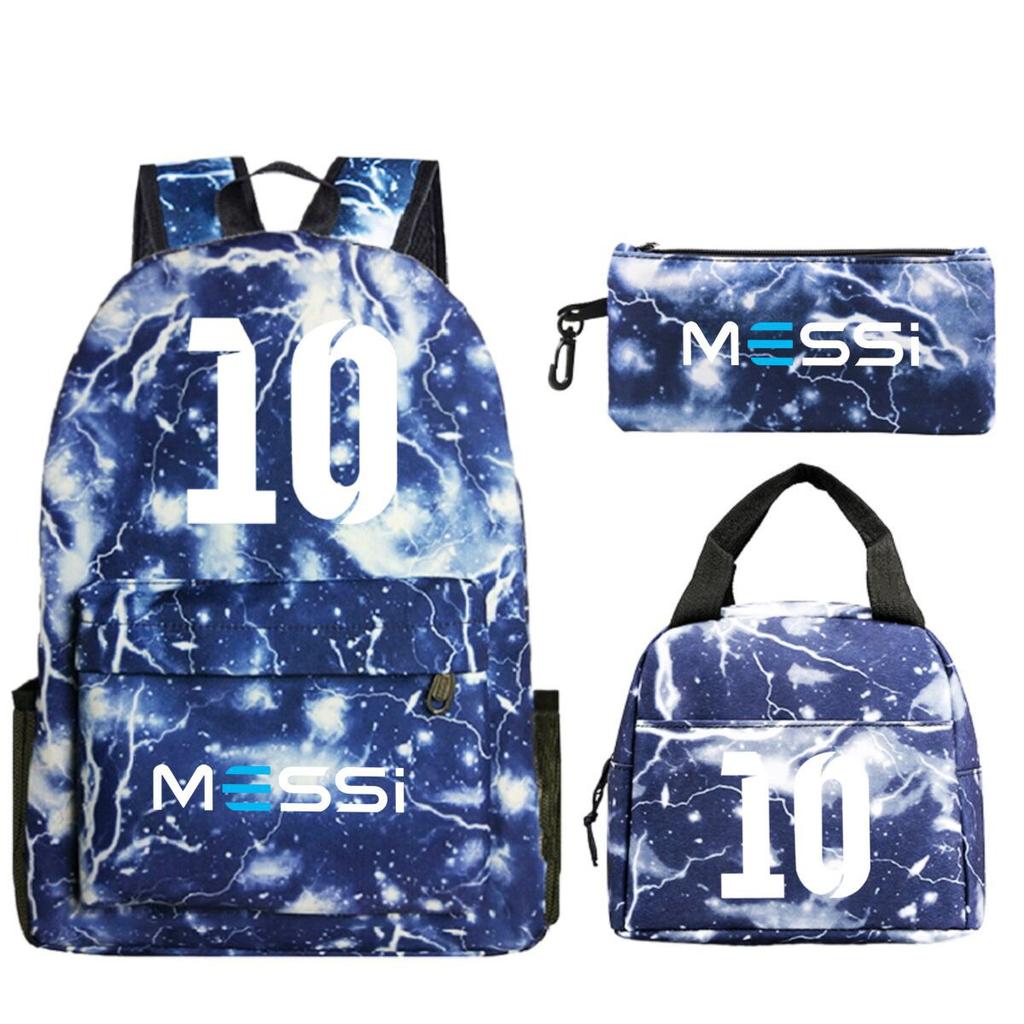 Football Star Peripheral Printed Backpack, Primary And Secondary School Children'S Three-Piece Simple Schoolbag