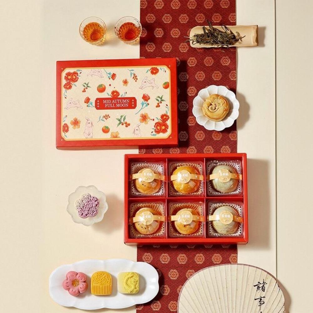 5 Set Chinese Style Mid-Autumn Gift Box 6/8 Grids Egg Yolk Crisp Gift Box  Bakery Packaging