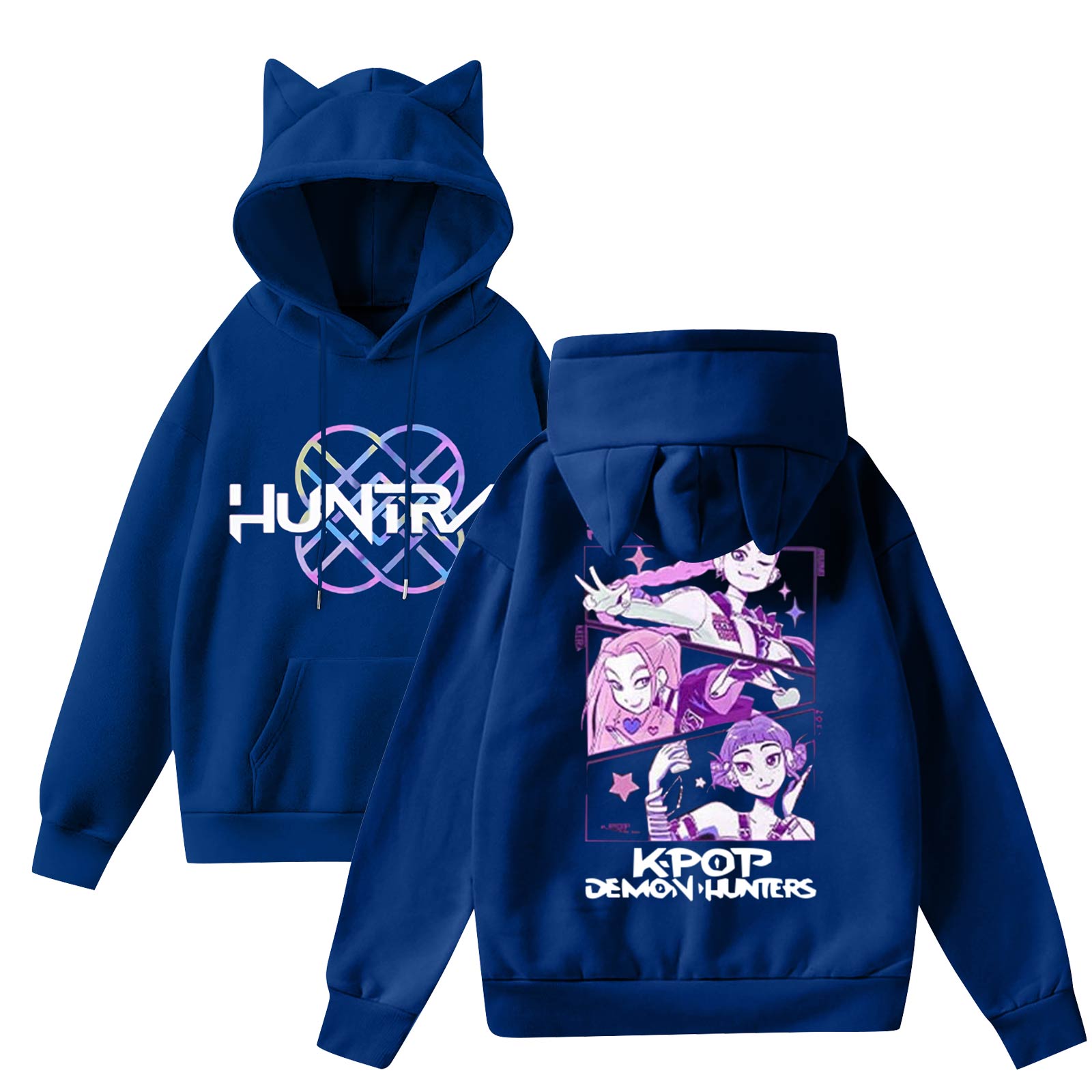 

Женская мода повседневная толстовка с капюшоном с длинным рукавом и круглым вырезом с карманами XL синий