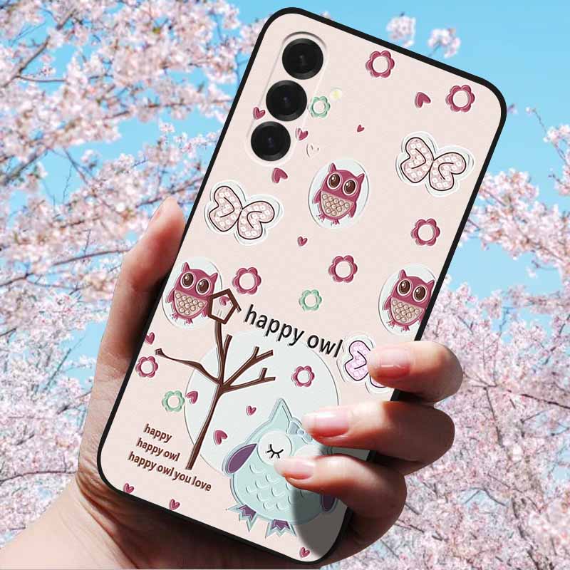 For Samsung Galaxy A56 A36 A26 5G Cases 3D Relief Flower Emboss Soft Silicone For A56 A36 5G 3D Cartoon Case Owl Shell 3D Relief