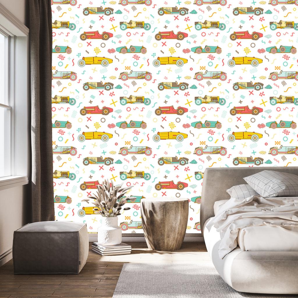 Vintage Racing Cars Wallpaper for Living Room and Bedroom 50x1000