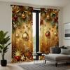 2 Piece HD Digital Curtains Printed Yellow Tie Christmas Drop Ball Latte Home Decoration Style Decorate Living Room Bedroom Wear