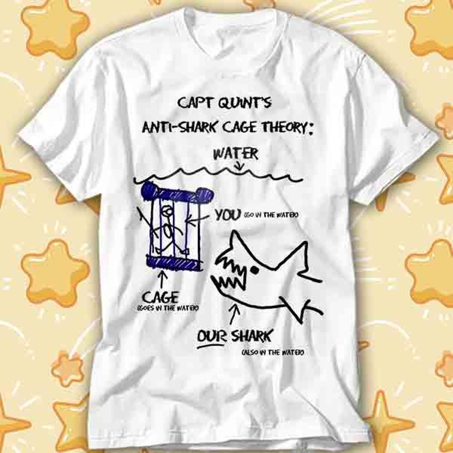 Jaws Paws Capt Quints Anti Shark Cage Theory Water T-Shirt 470 S