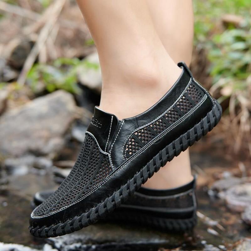 Men'S Casual Shoes Men Summer Style Mesh Flats For Men Loafer Creepers Casual High-End Shoes Very Comfortable Size:38-46