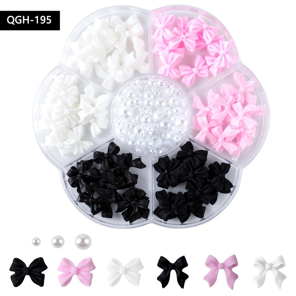 Christmas Velvet Red White Resin Bow New Year'S Nail Art Jewelry Mixed Set Accessories