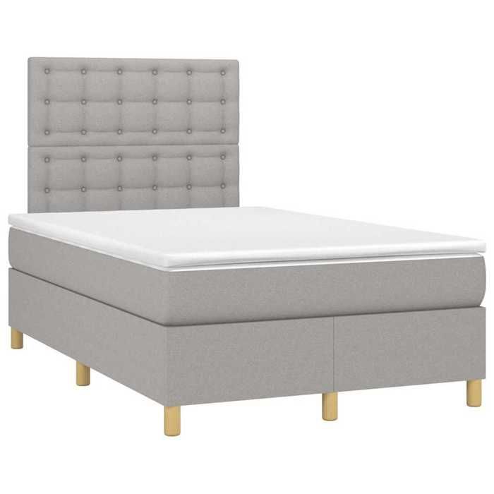 Maison Exclusive - Bed Slatted Base and Light Grey Mattress 120x190 Cm Fabric