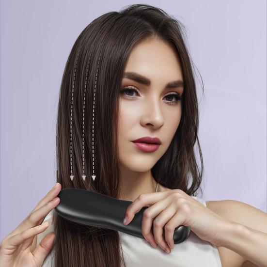 Cordless Hair Straightener Brush 3 Temperature Adjustable LED Display Mini Hair Straightening Comb USB Rechargeable Fast Heating Electric Hot Brush