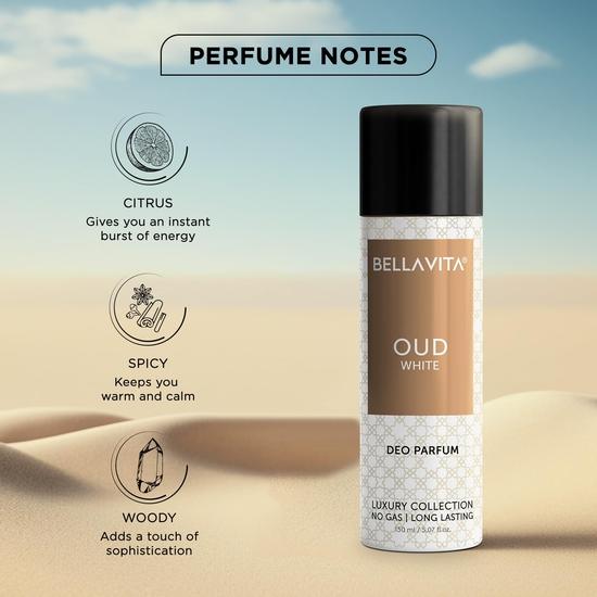 Bella Vita Luxury OUD Combo for Him & Her, Pack of 2  - White Oud EDP 100 Ml & Oud White Body Parfum Deodorant 150 Ml