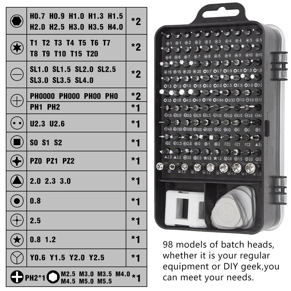 115 in 1 Mini Magnetic Precision Screwdriver Set Repair Tool Kit for Computer Laptop Cell Phone PC MacBook Household Repair Tool