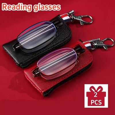 2 Stück Faltbare Lesebrille für Damen - Tragbar, Kompaktes Design mit Metallrahmen & PC-Gläsern, Inklusive Etui