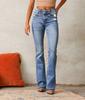 Women's High Waist Flare Jeans Slim Fit Denim Pants Vintage Distressed Streetwear Casual Bootcut Jeans