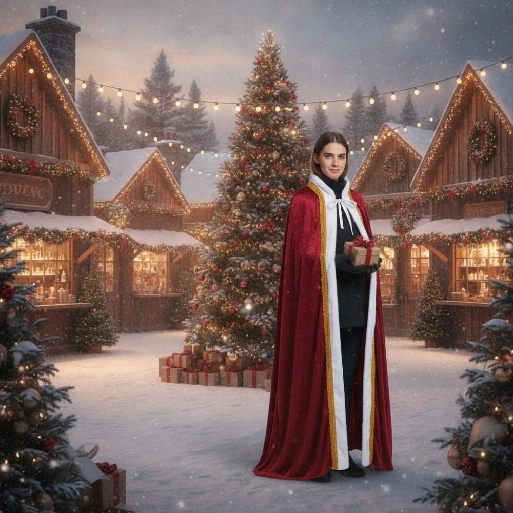 Burgundy Velvet Cape Long Cosplay Cloak Adults Medieval Cape Christmas