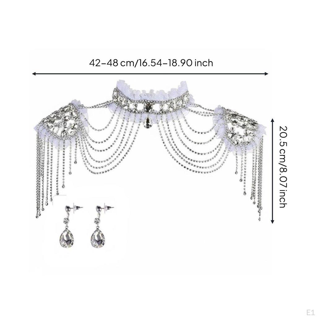 Bridal Shoulder Chain Elegant Rhinestone Dress Accessory for Bride, Women,