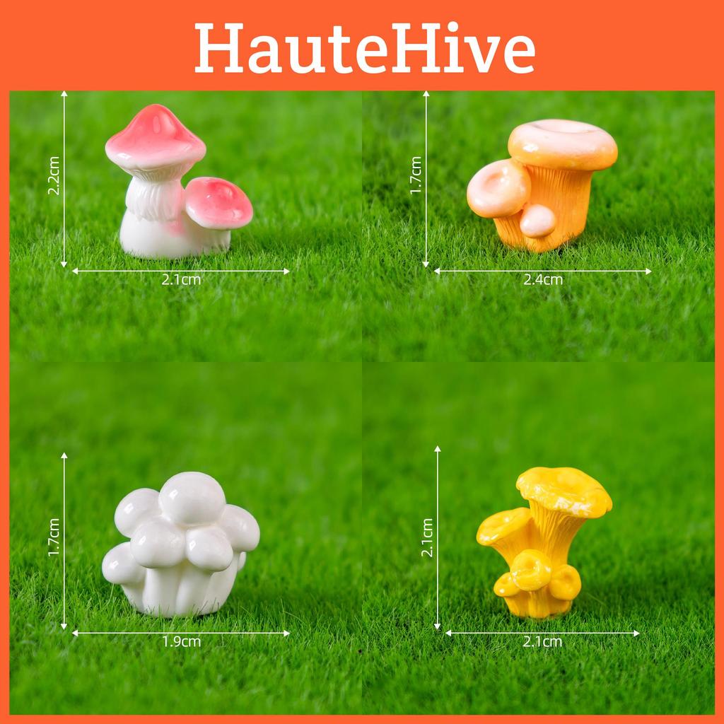 Cute Cartoon Style Resin Mushrooms For Diy Succulent Garden Miniature Decoration