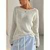 Women's Sweater Autumn Winter Ventilate Fashion Solid Color Rib Knit Long Sleeve One-Shoulder Casual Sweater