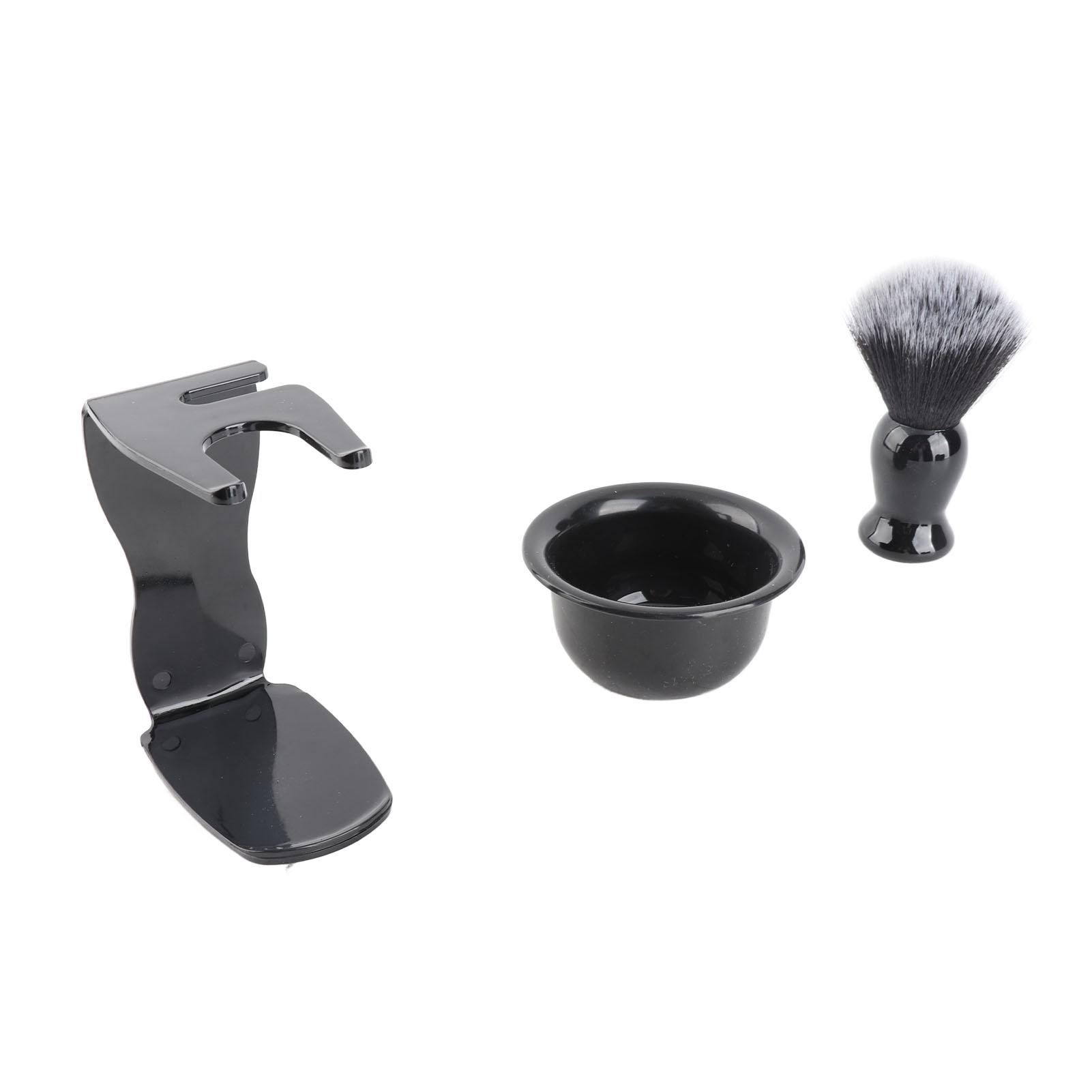 

3pcs Beard Shaving Brush Bowl Holder Men Beard Cleaning Face Hair Style Tool Set чёрный