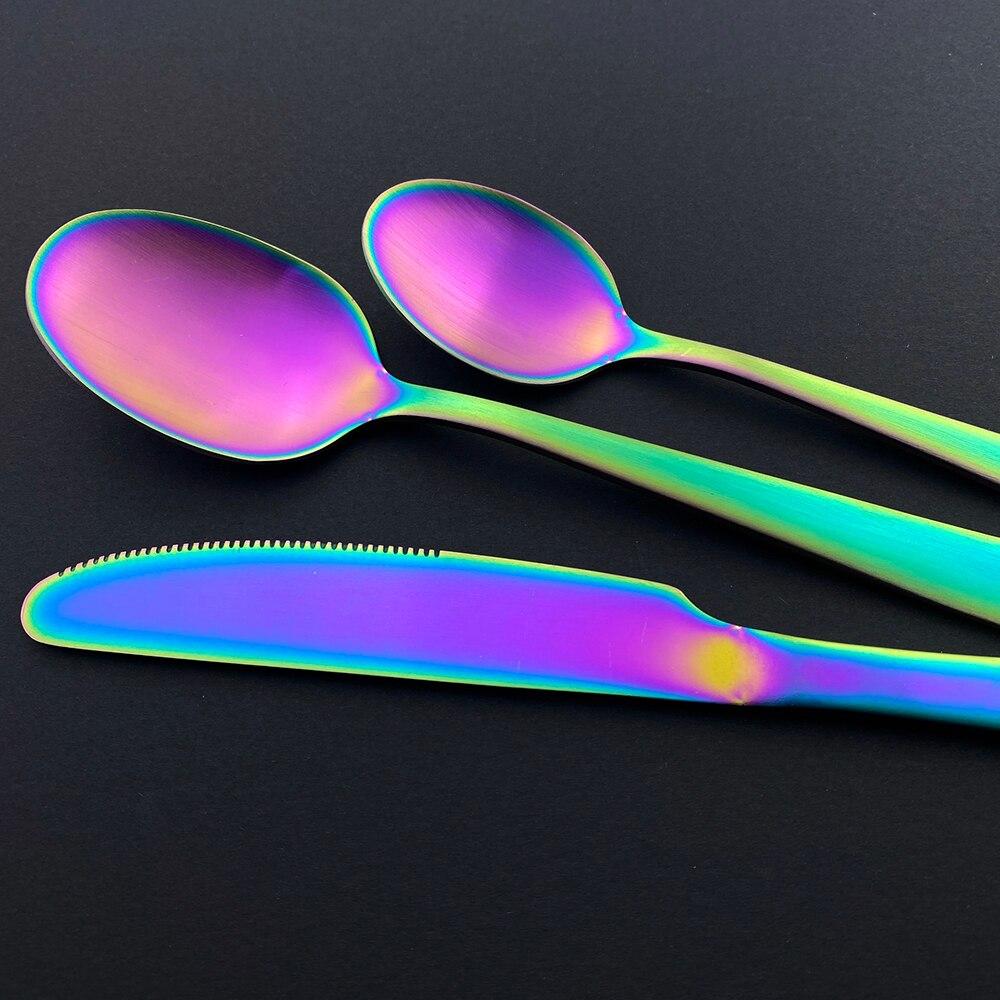 20Pcs Colorful Cutlery Set Dinnerware Set Black Fork Knife Spoon Stainless Steel Home Tableware Set With Plastic Storage Tray