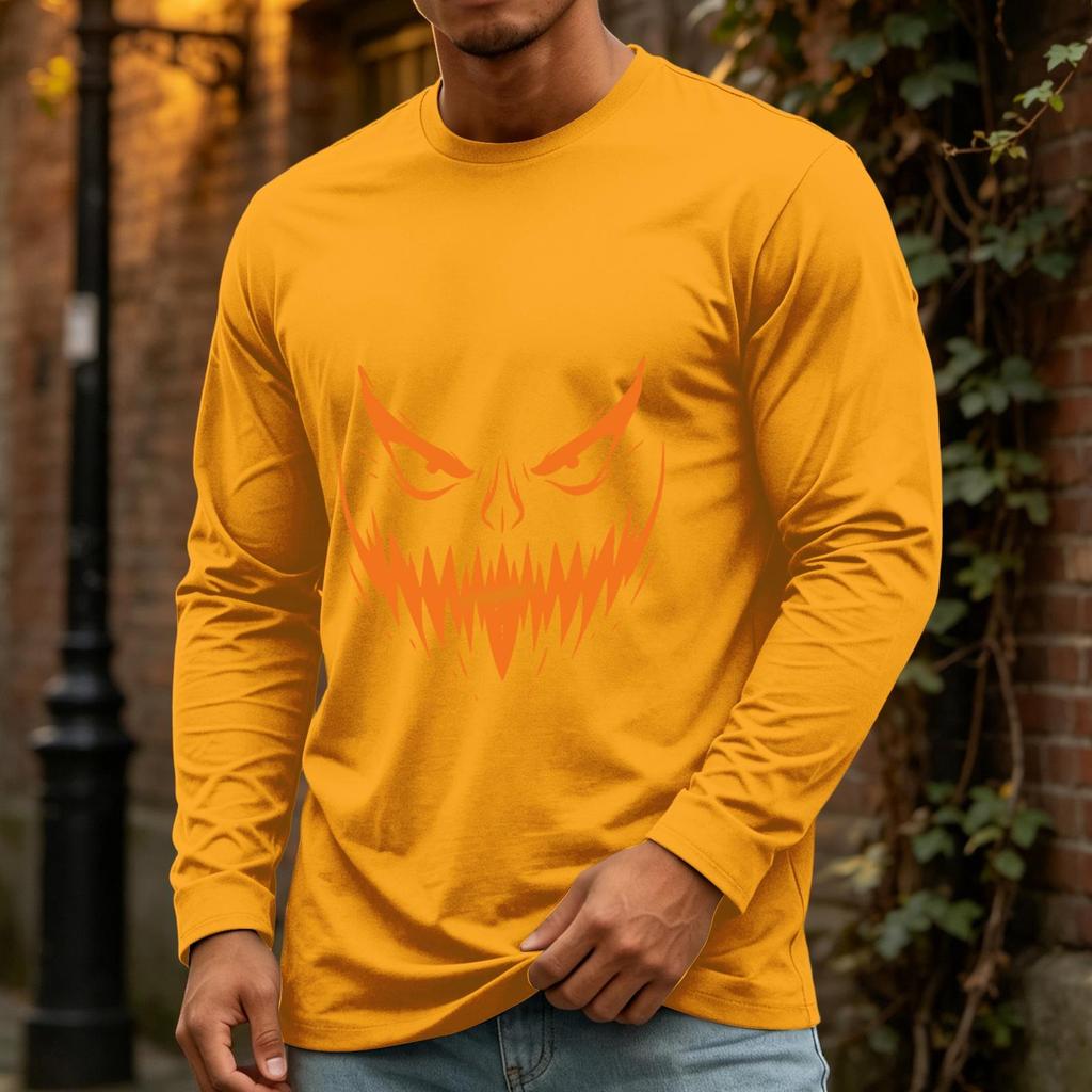 Men's Casual Long Sleeve Neck T-Shirt for Halloween