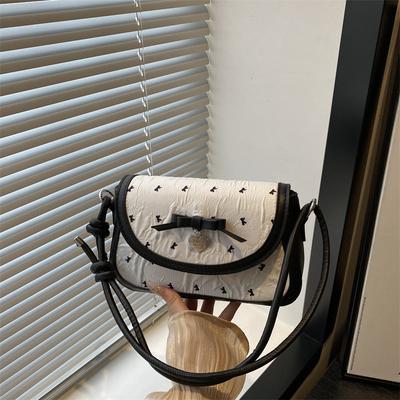 Sweet Bow Pleated Design Shoulder Bags for Women Ballet Style Ladies Flap Crossbody Bag Versatile Female Phe Handbags Purse