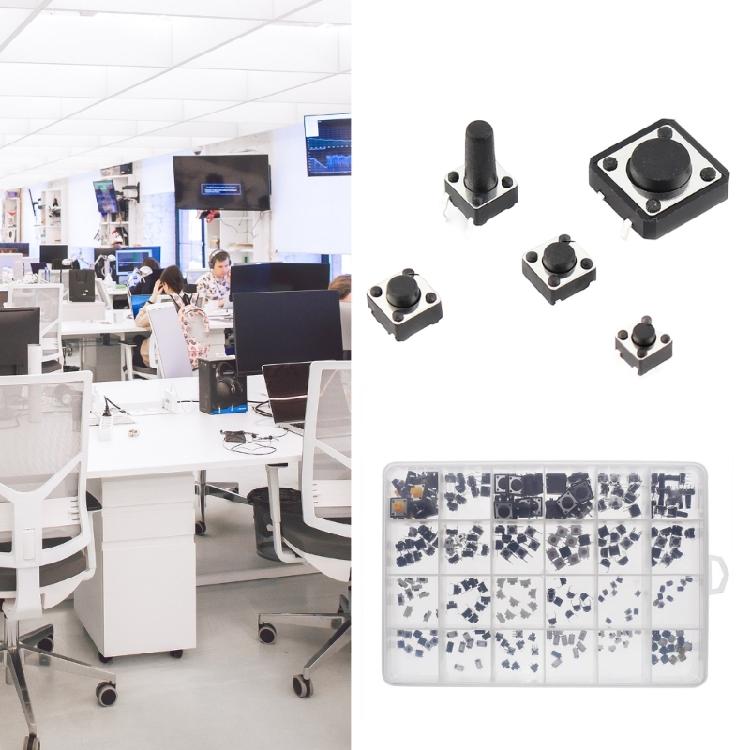 250Pcs 25 Values Momentary Tactile Push Button Switches Assortment Kit 7 Size For Electronics