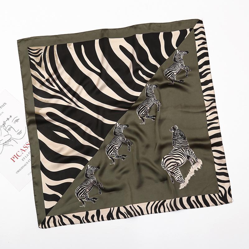 

70Cm Black And White Animal Printed Scarf Women S Simulated Silk Animal Printed Scarf Fashion Elegant Headscarf Shawl