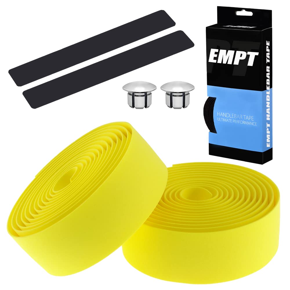 EMPT EVA Road Bar Tape Cushioned EVA Bar Tape for Fixed and Drop Includes End Caps and Tape ES-JHT020, Road, Gear, Handlebars, (Yellow)