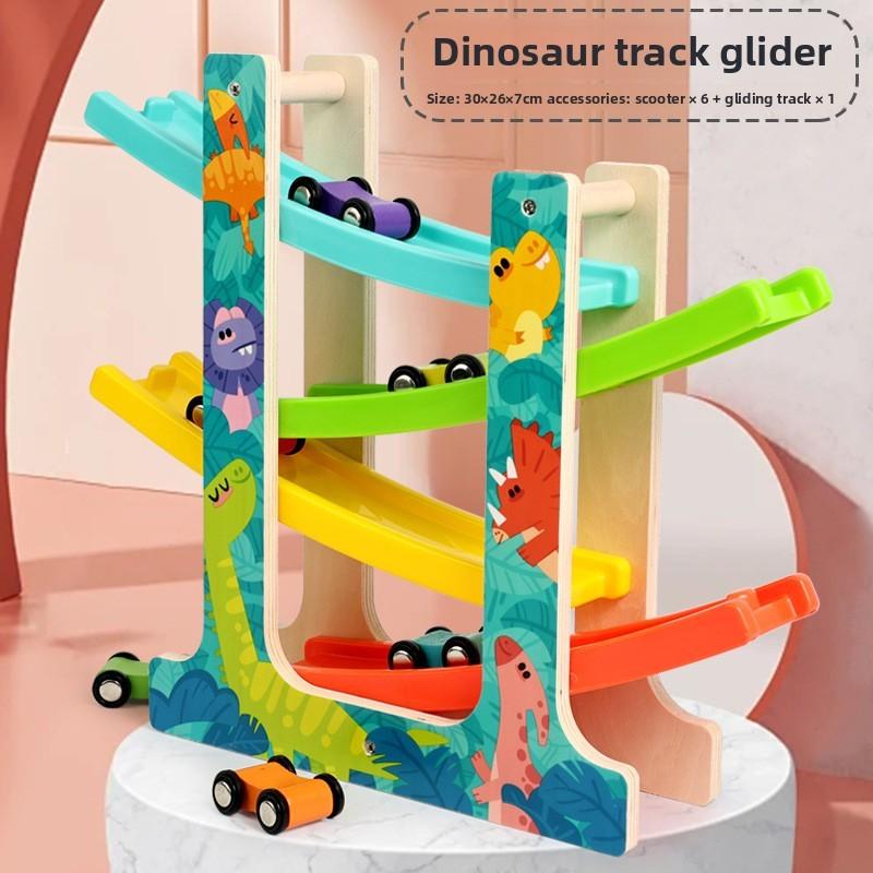 Wooden Kids Racing Track Car Toy With Inertia And Diy