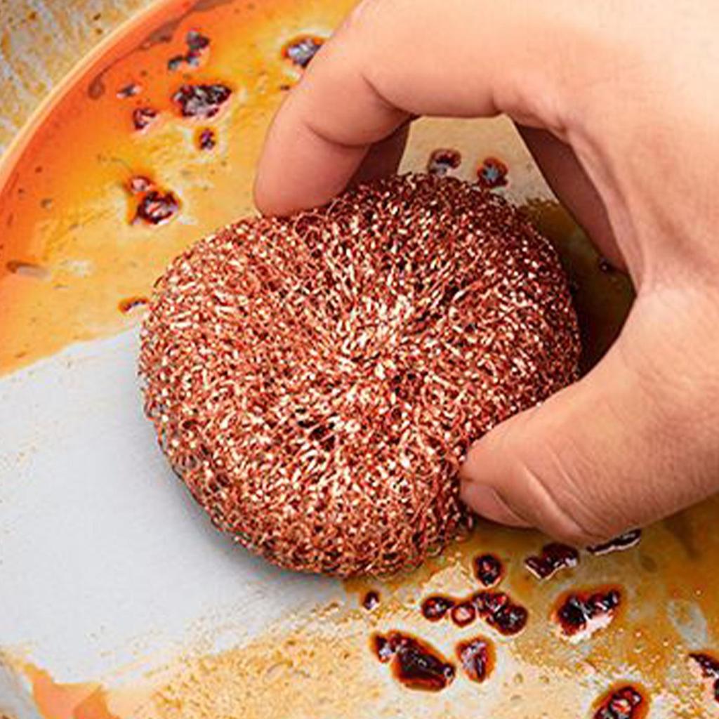 2pcs Copper Cleaning Wire No-shedding Dishwashing Brush Dish Cleaning Brush Kitchen Scrub Pads Durable And Rust-proof Tool
