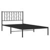 Vidaxl Metal Bed Frame with Headboard, Black, 107X203 Cm