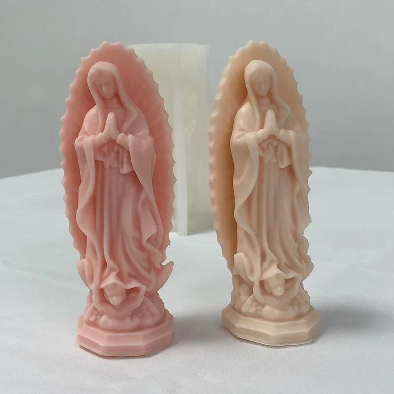 1PC 3D Virgin Mary Candle Silicone Mold DIY Western Portrait Crafts Plaster Resin Cement Mould Handmade Soap Making Home Art