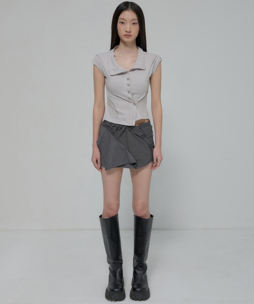 Peulleeoeob Paneled Half Shirts (Fl-123_Gray)