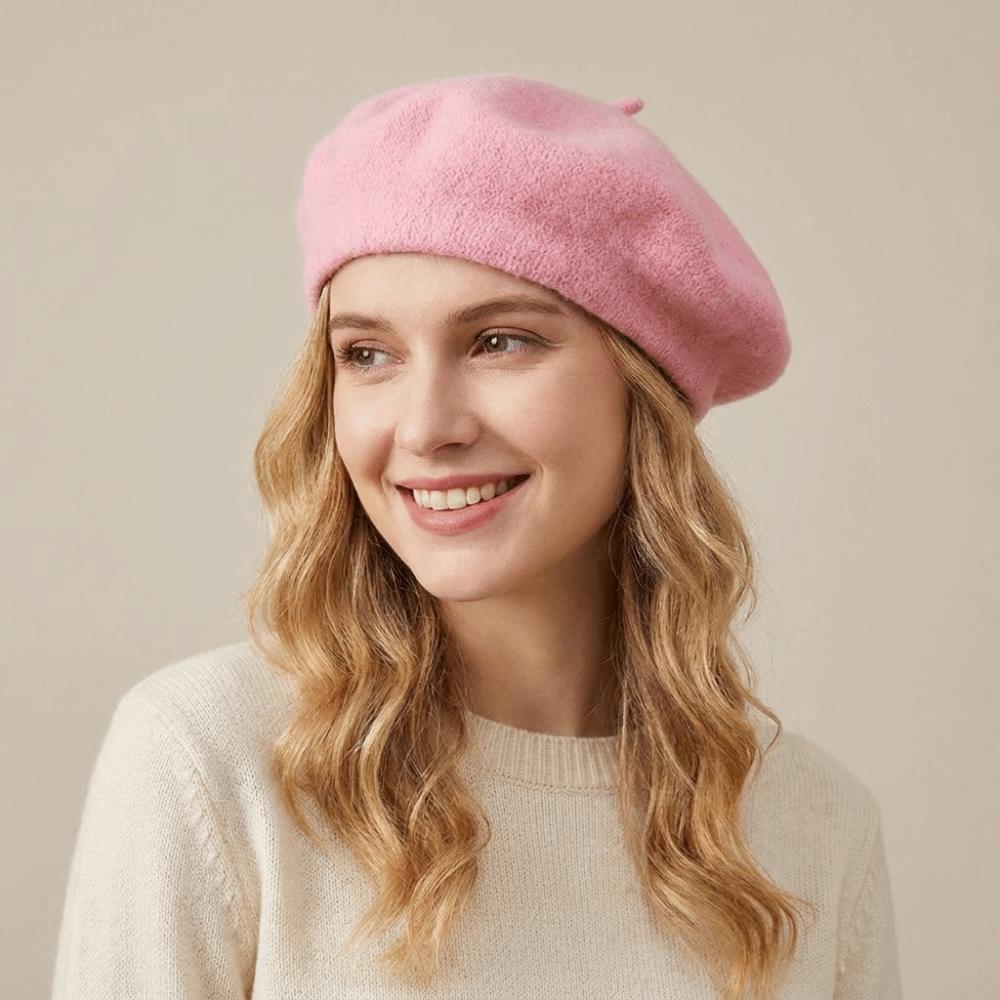 Soft Beret Hat Knitted Beanie Cap Streetwear Wool Painter Hat Daily Outfit