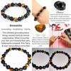 Bracciale in pietra naturale da 8 / 10MM Occhio di tigre Protezione tripla semi Ematite e bracciale in ossidiana nera Coppia regalo di gioielli