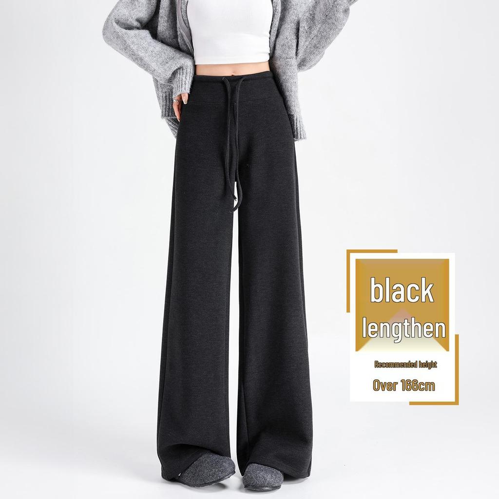 Women's Spring 2026 White Wide-Leg Glutinous Rice Pants - Petite Size, Plus Velvet, High-End Feel, Soft Drape.
